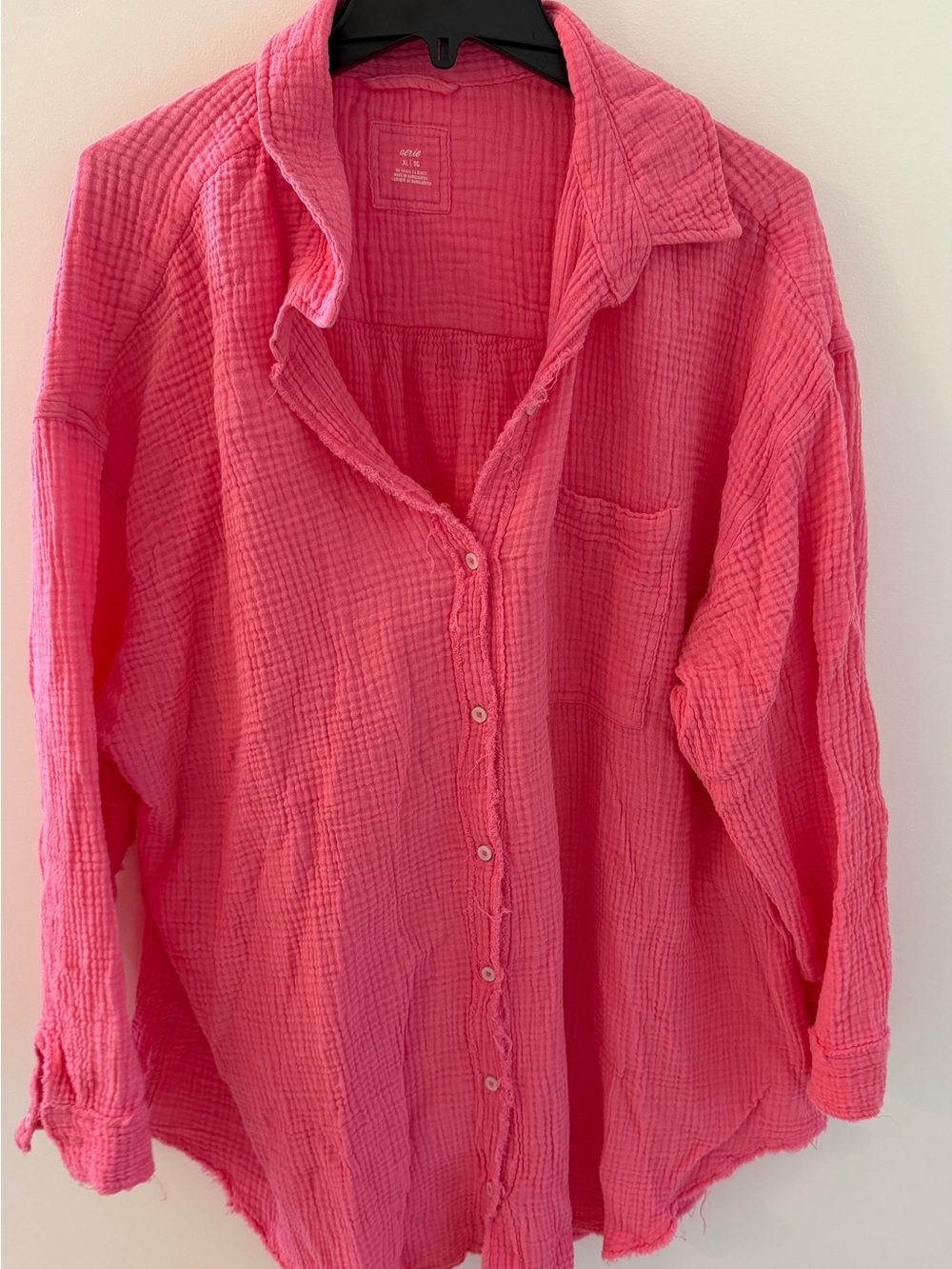 aerie Pink Gauze Button-Up Top XL